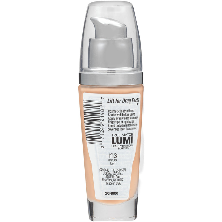 L'Oreal Paris True Match Lumi Healthy Luminous Makeup Medium Coverage, N3 Natural Buff, 1 fl. oz.-CaribOnline