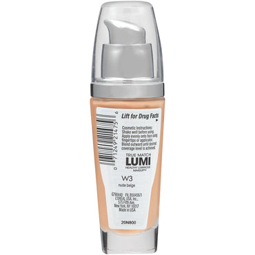 L'Oreal Paris True Match Lumi Healthy Luminous Makeup Medium Coverage, W3 Nude Beige, 1 fl. oz.-CaribOnline