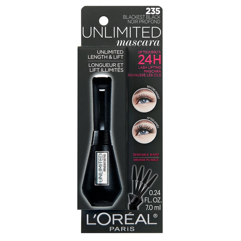 L'Oréal Paris Unlimited Lash Lifting and Lengthening Washable Mascara, Blackest Black, 0.24 fl. oz.-CaribOnline