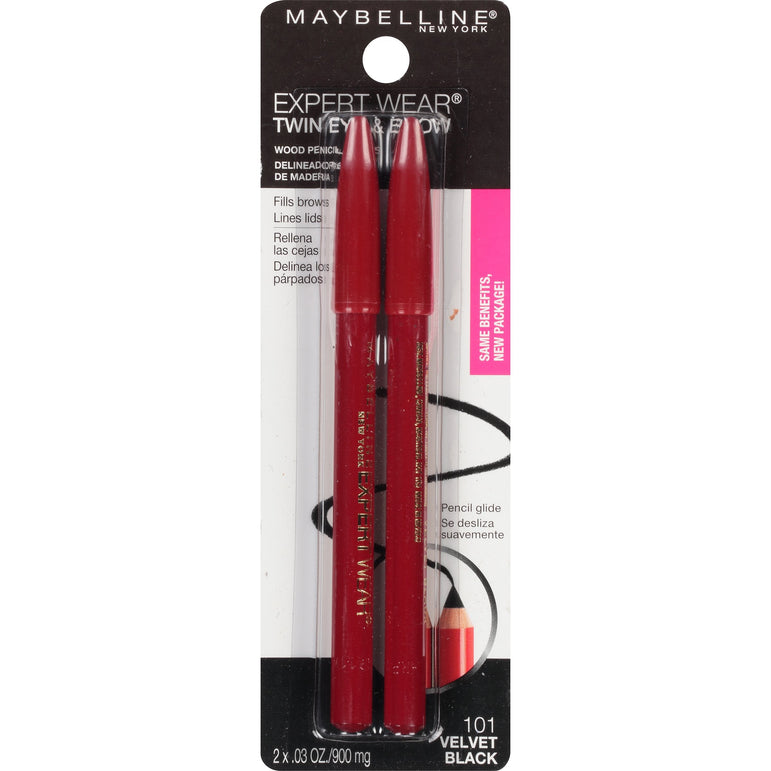Maybelline Expert Wear Twin Brow & Eye Pencils, Velvet Black, 0.06 oz.-CaribOnline