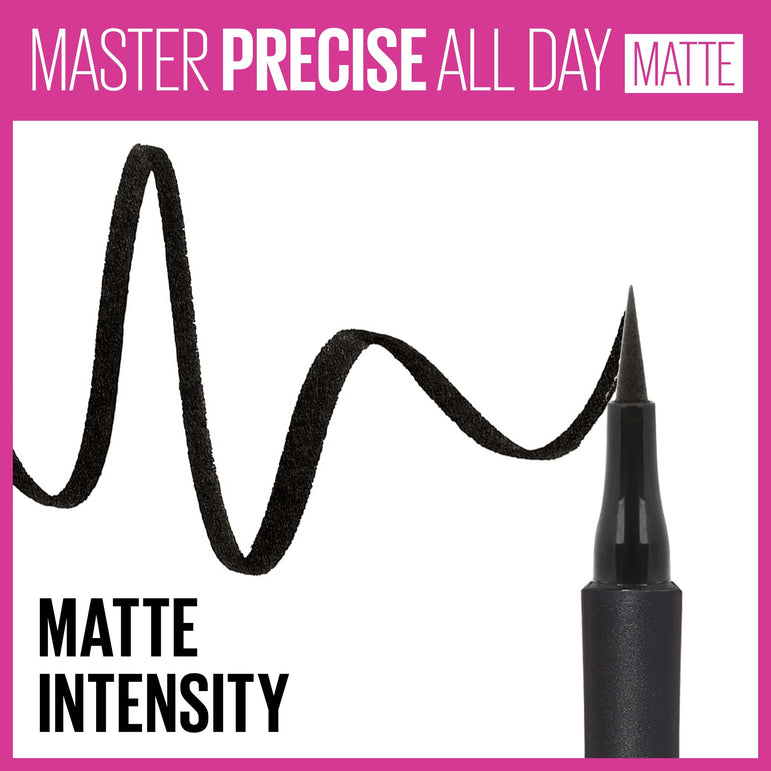 Maybelline Eyestudio Master Precise All Day Liquid Eyeliner Makeup, Matte Black, 0.034 fl. oz.-CaribOnline