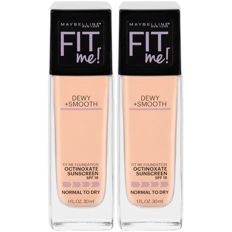 Maybelline Fit Me Dewy + Smooth Liquid Foundation Makeup with SPF 18, Ivory, 2 count-CaribOnline