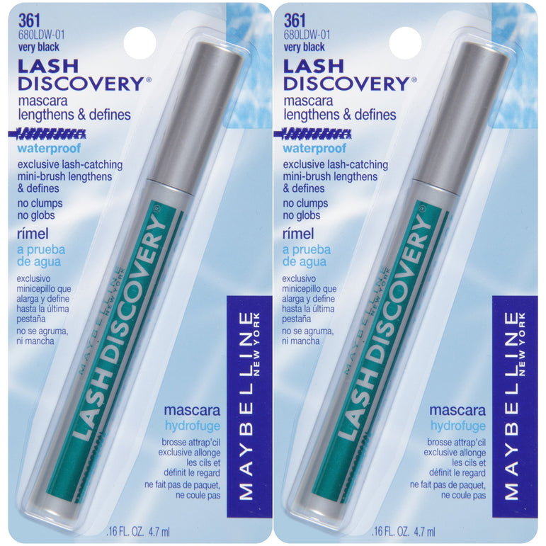 Maybelline Lash Discovery Mini-Brush Waterproof Mascara, Very Black, 2 count-CaribOnline