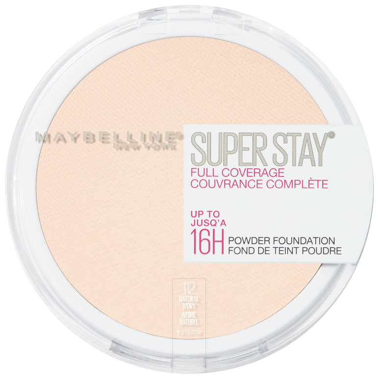 Maybelline Super Stay Full Coverage Powder Foundation Makeup, Matte Finish, Natural Ivory, 0.21 fl. oz.-CaribOnline