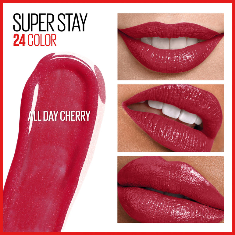 Maybelline SuperStay 24 2-Step Liquid Lipstick Makeup, All Day Cherry, 1 kit-CaribOnline