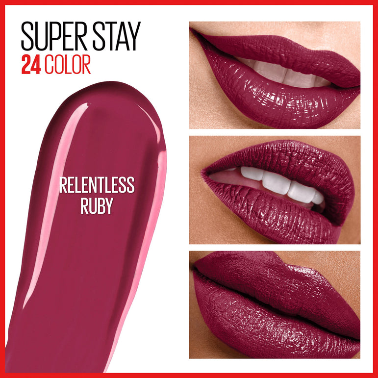 Maybelline SuperStay 24 2-Step Liquid Lipstick Makeup, Relentless Ruby, 1 kit-CaribOnline