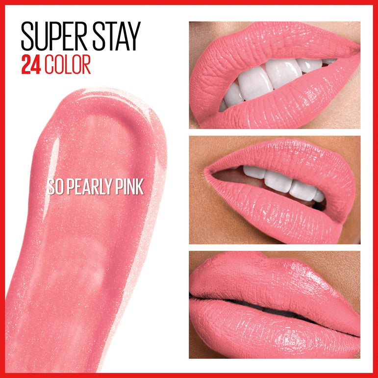 Maybelline SuperStay 24 2-Step Liquid Lipstick Makeup, So Pearly Pink, 1 kit-CaribOnline