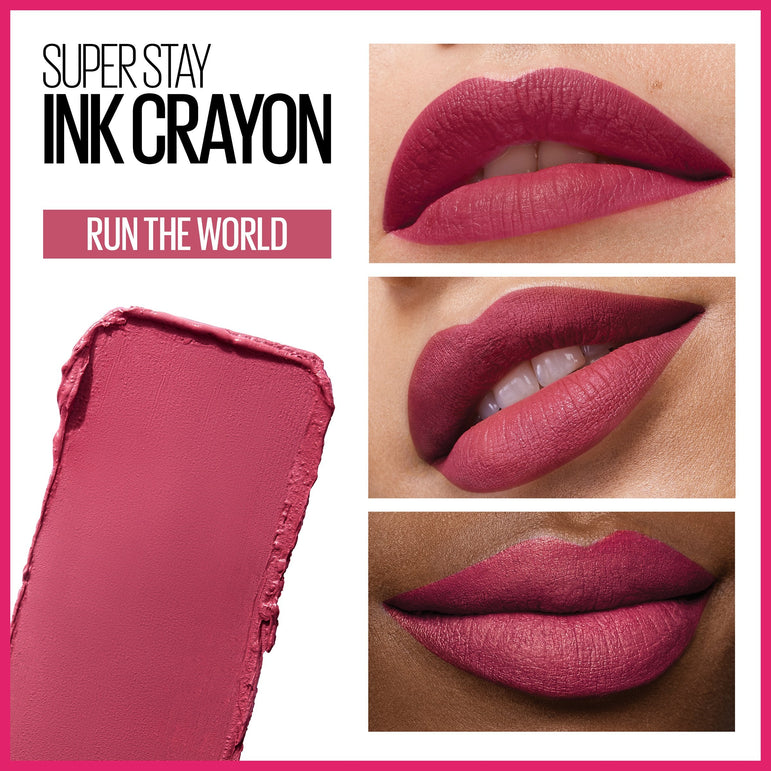 Maybelline SuperStay Ink Crayon Lipstick, Matte Longwear Lipstick Makeup, Run The World, 0.04 oz.-CaribOnline