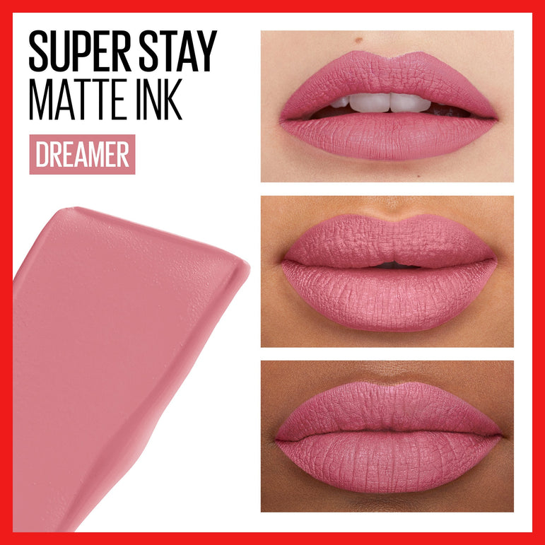 Maybelline SuperStay Matte Ink Liquid Lipstick, Lip Makeup, Dreamer, 0.17 fl. oz.-CaribOnline