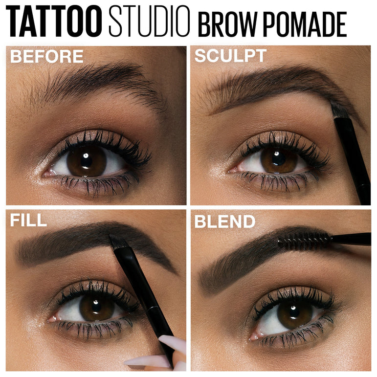 Maybelline TattooStudio Brow Pomade Long Lasting, Buildable, Eyebrow Makeup, Ash Brown, 0.106 oz.-CaribOnline