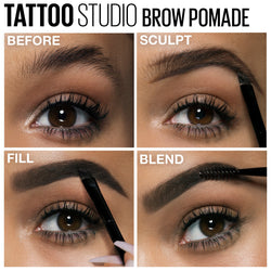 Maybelline TattooStudio Brow Pomade Long Lasting, Buildable, Eyebrow Makeup, Medium Brown, 0.106 oz.-CaribOnline